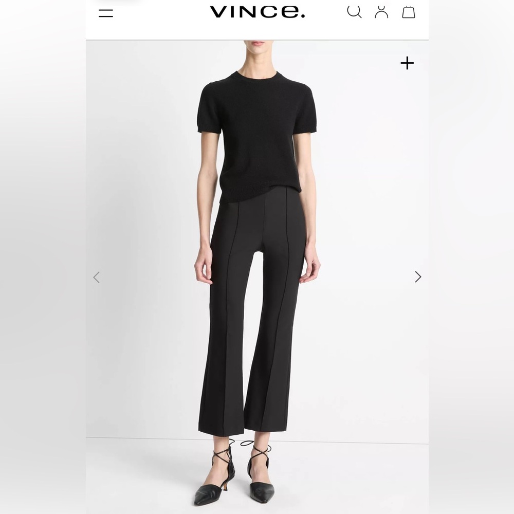 Vince Niki Mid-Rise Pintuck Crop Flare Pant Size XS